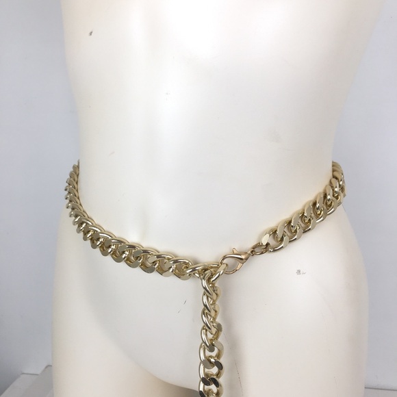 Y2K Chunky Gold Tone Metal Chain Link Belt Mob Wife Women’s Size S/M main image 5
